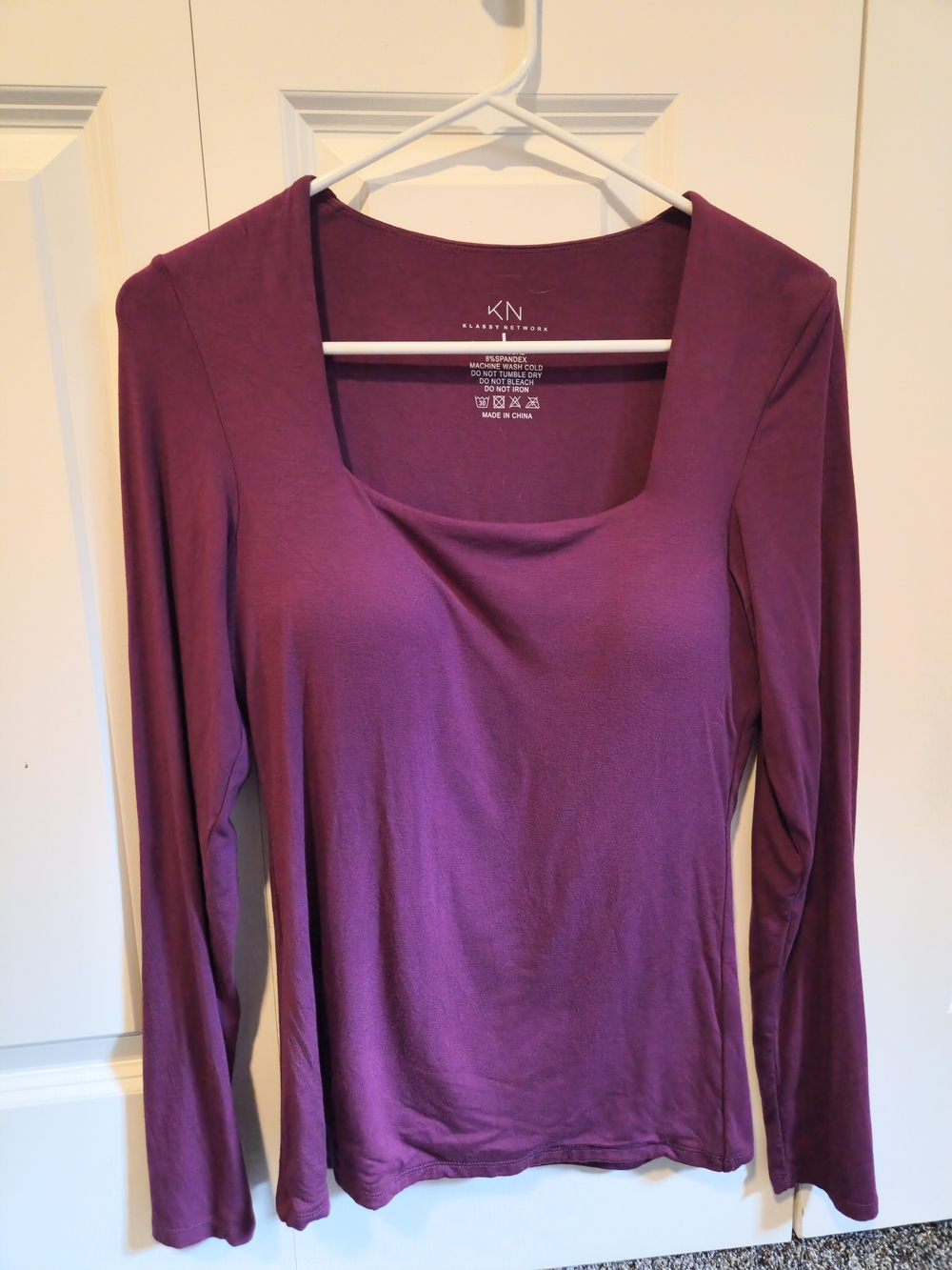 Klassy Network Purple Long-Sleeve Square Neck Top